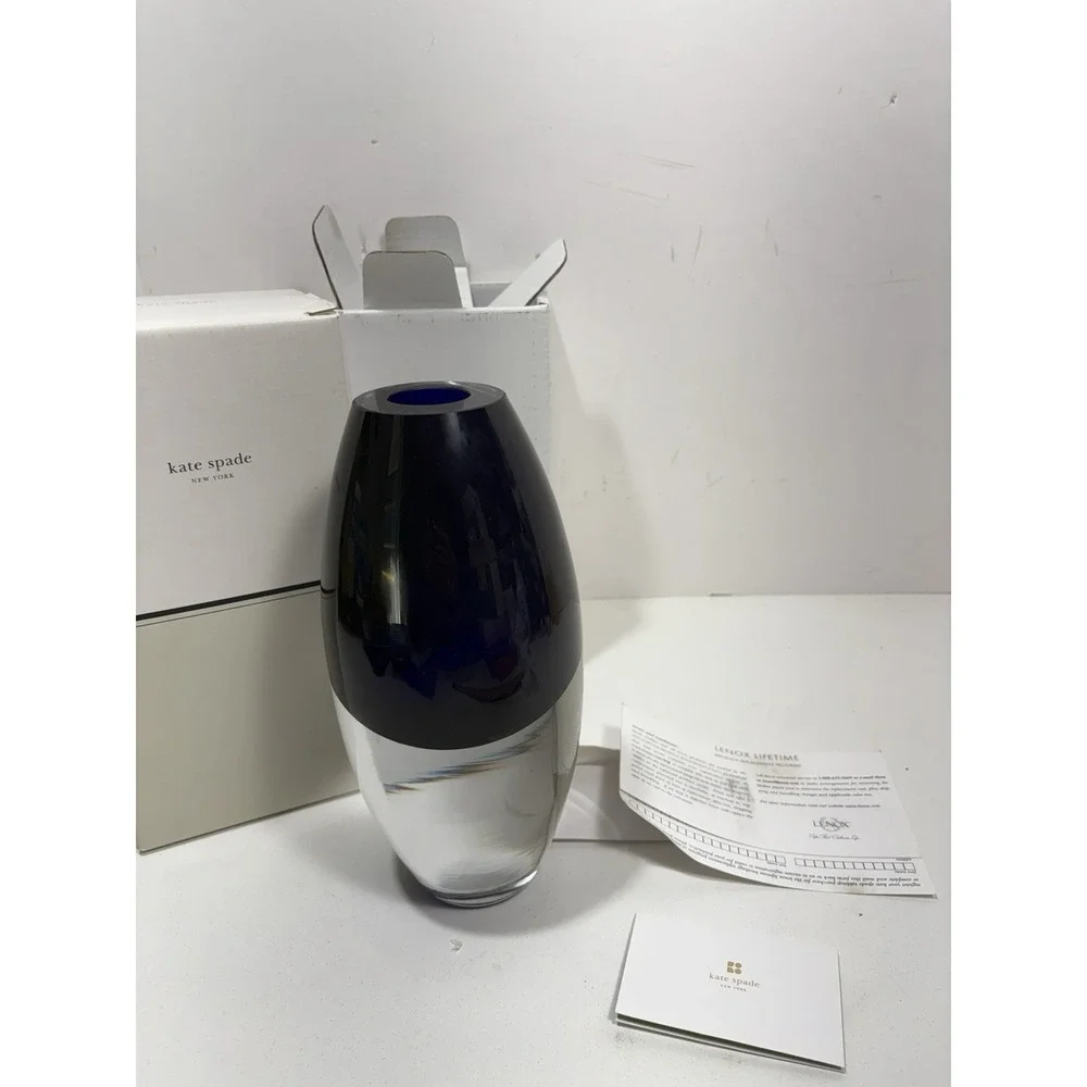Kate Spade NY‎ Lenox Garden Street Vase Cobalt Blue & Crystal 9.5